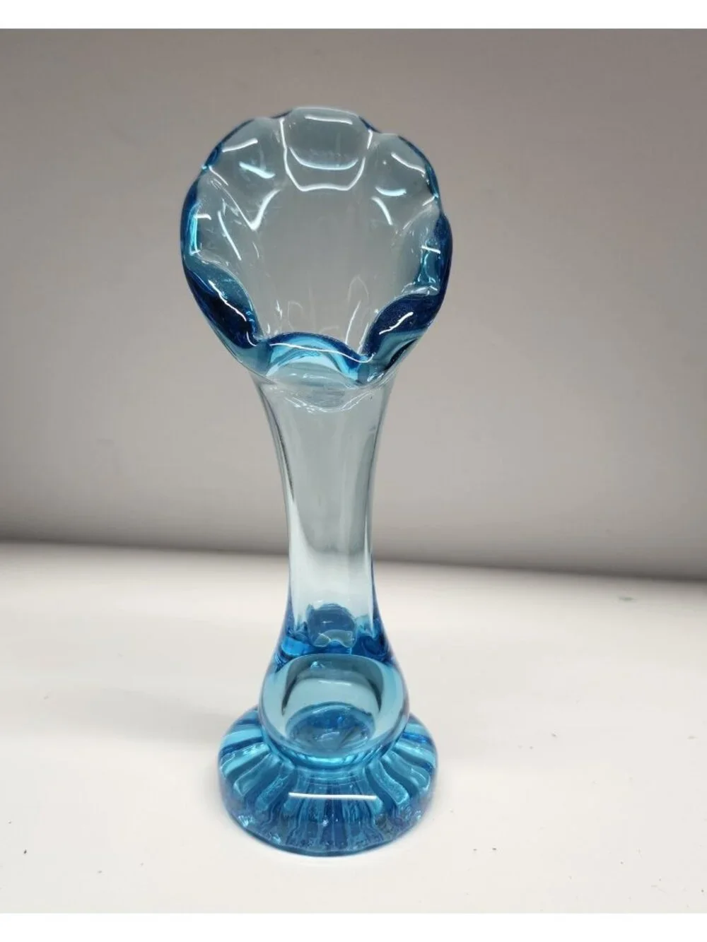 Blown Glass Light Blue Bud Vase 7.25